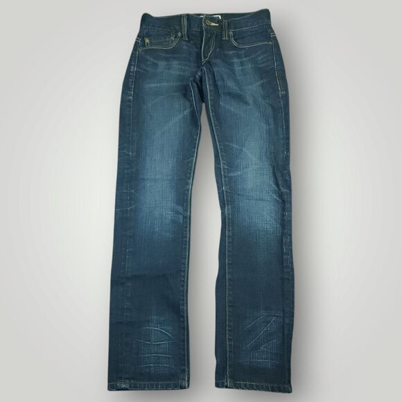 Levis 511 Jeans Mens 29x30 Y2K Skinny Low Rise Whiskered Distressed Dark Wash - Picture 1 of 14